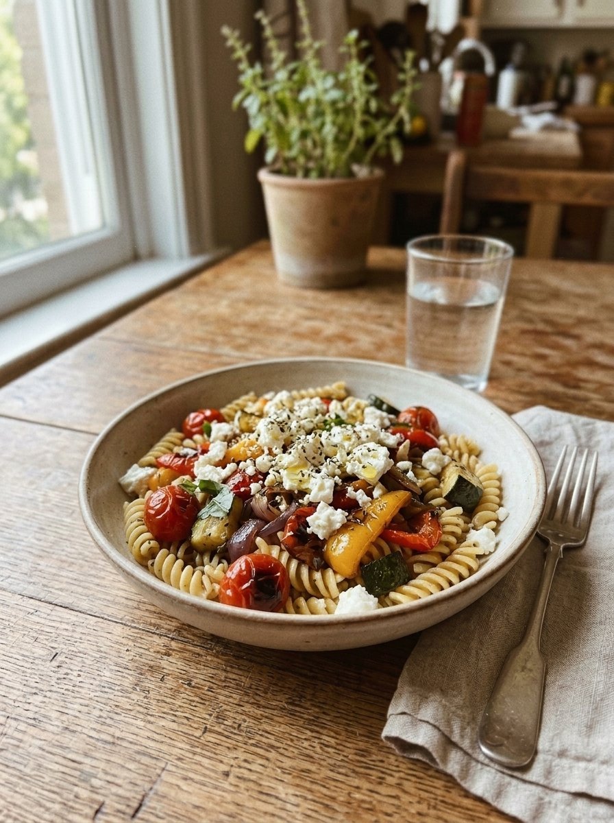 Roasted Veggie Pasta with Feta