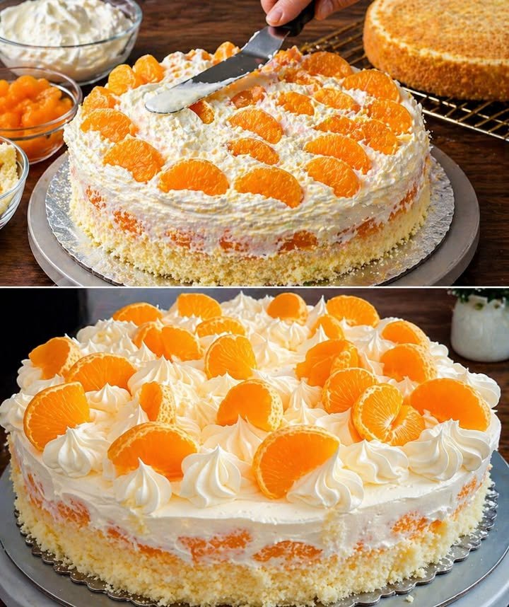 Fantakuchen mit Paradiescreme und Mandarinen