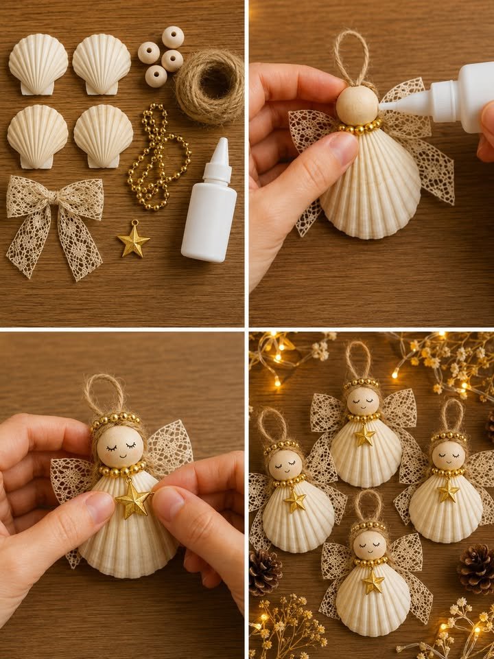Wie man handgemachte Muschel-Engelornamente zu Hause macht 🐚