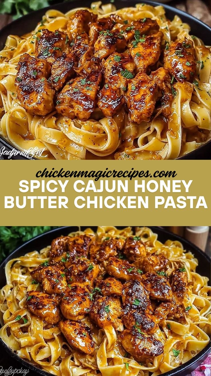 SPICY CAJUN HONEY BUTTER CHICKEN PASTA – READY IN 25 MINUTES! 🍝🔥