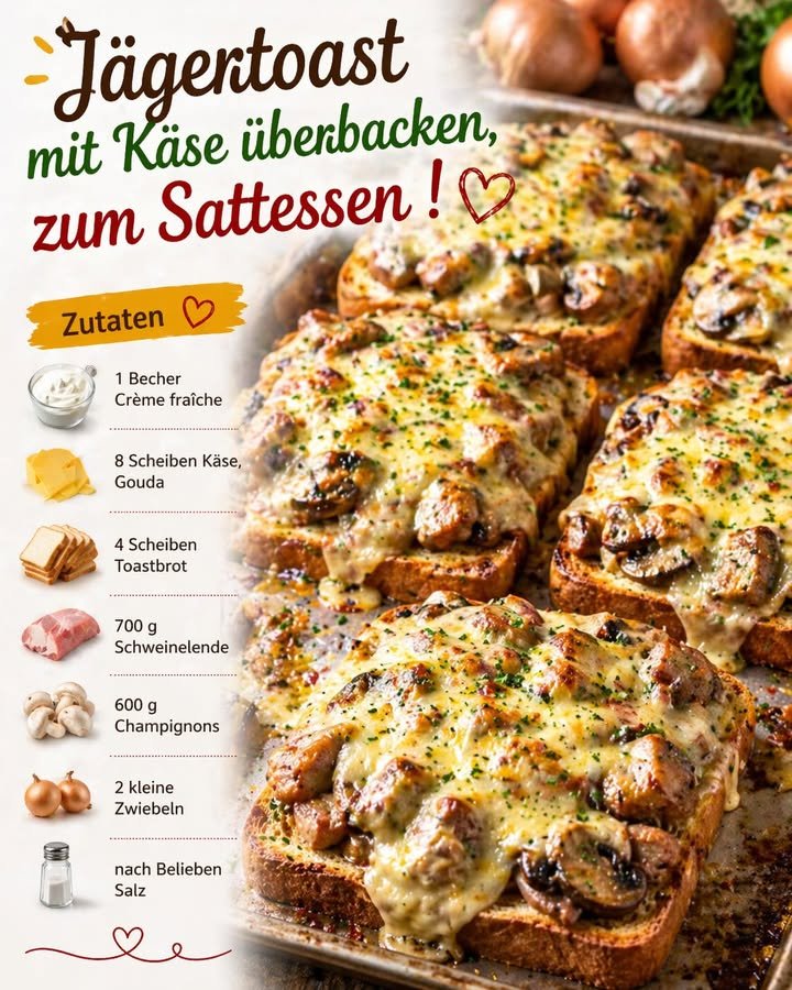 Jägertoast mit Käse überbacken