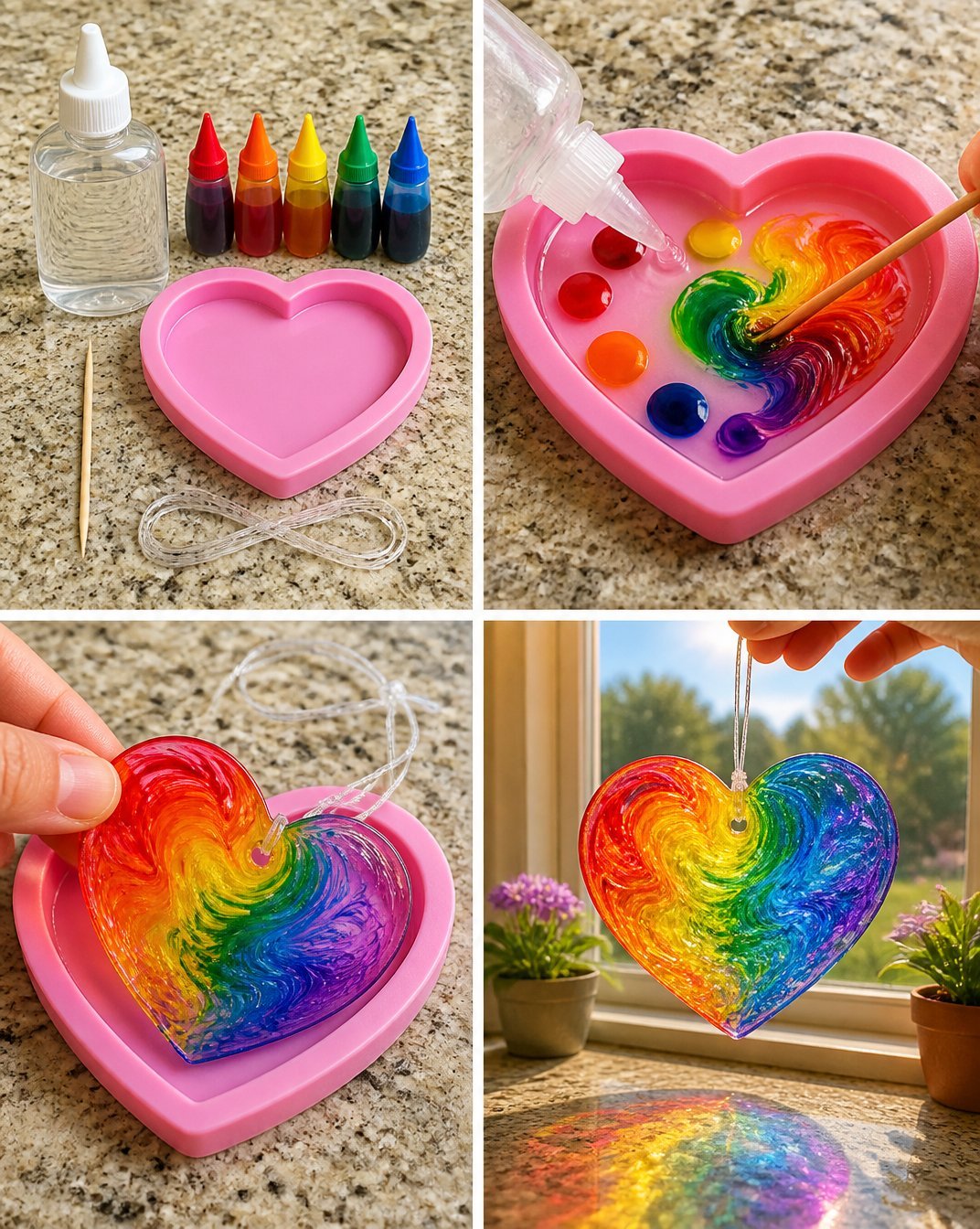 Swirled Glue Suncatchers Illuminate Calm 19 Swirled Glue Suncatchers