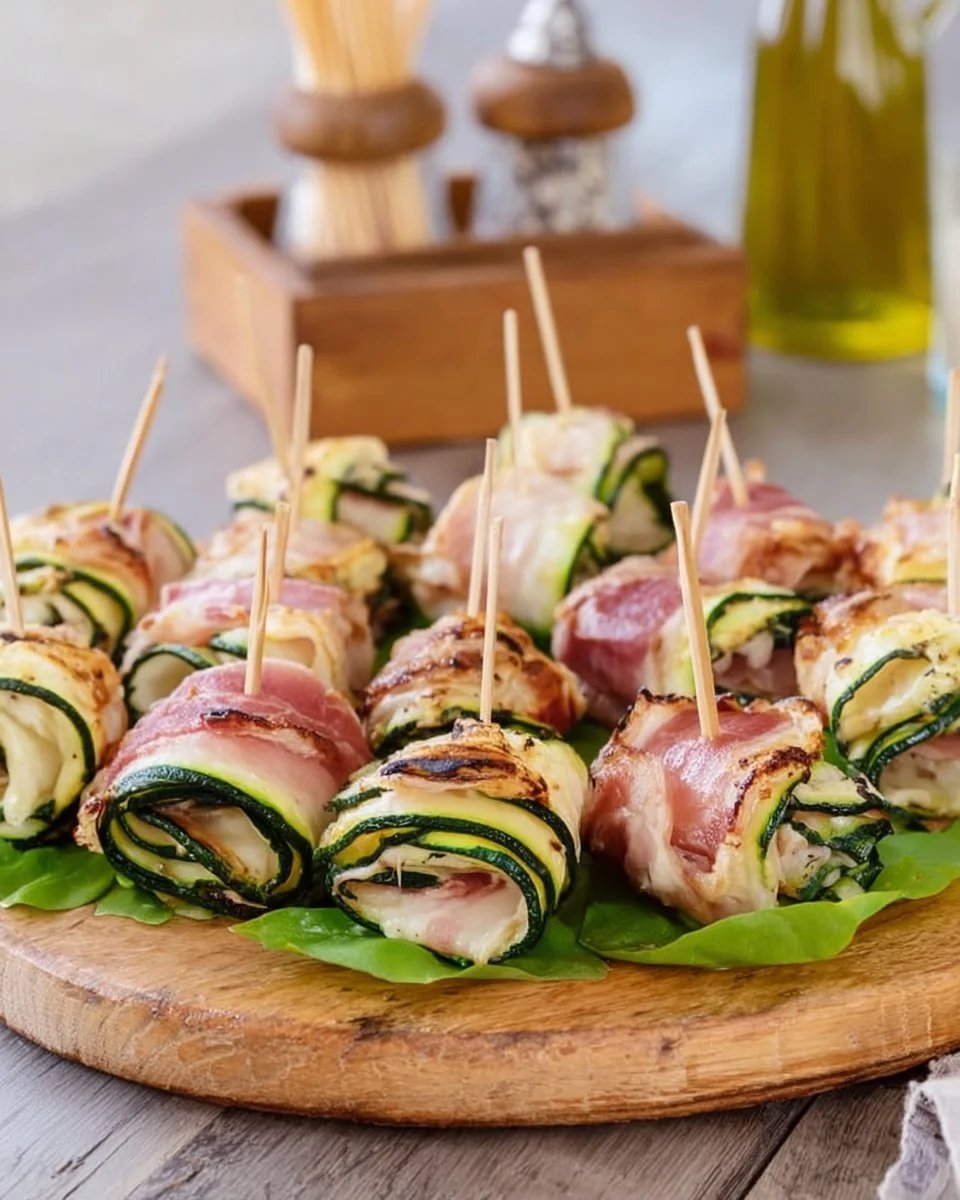 Involtini di zucchine grigliate con robiola e prosciutto cotto