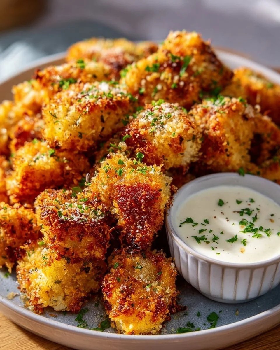 Bocconcini di pollo croccanti all'aglio e parmigiano in friggitrice ad aria