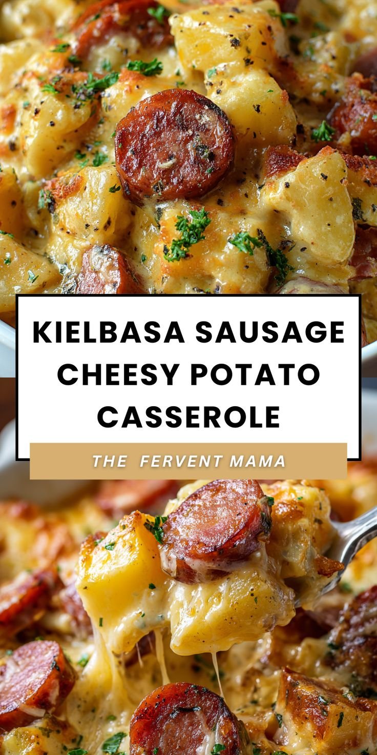 Kielbasa Sausage Cheesy Potato Casserole