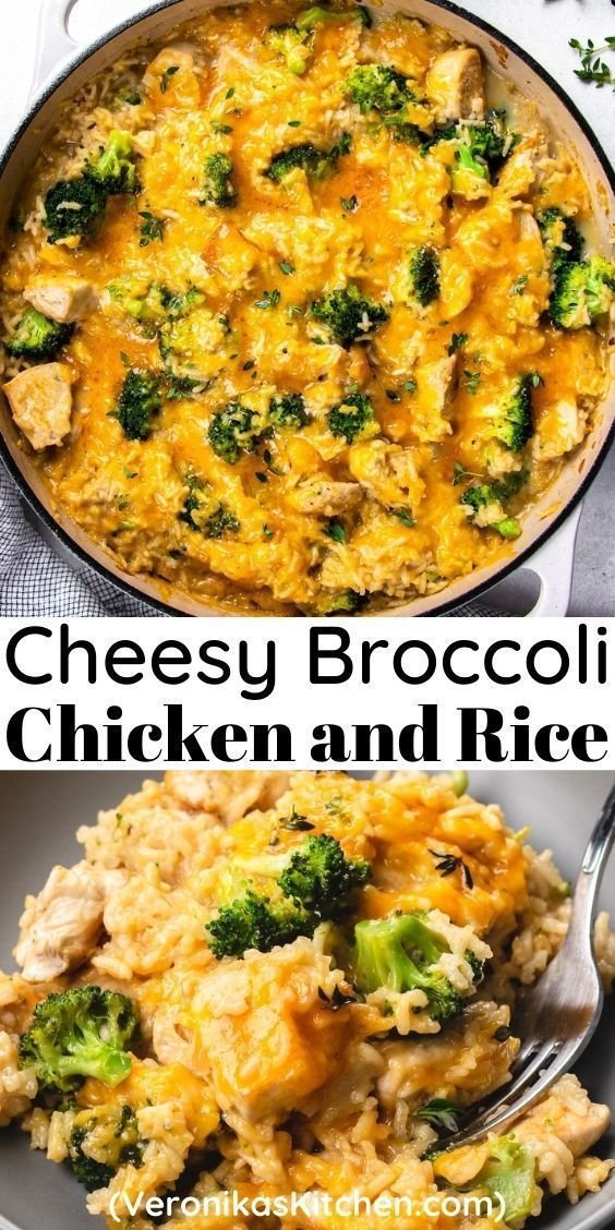 Cheesy Broccoli Chicken and Rice Casserole | Veronika's Kitchen