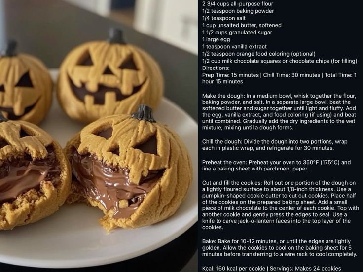 Milk Chocolate Stuffed Jack-O-Lantern Cookies
