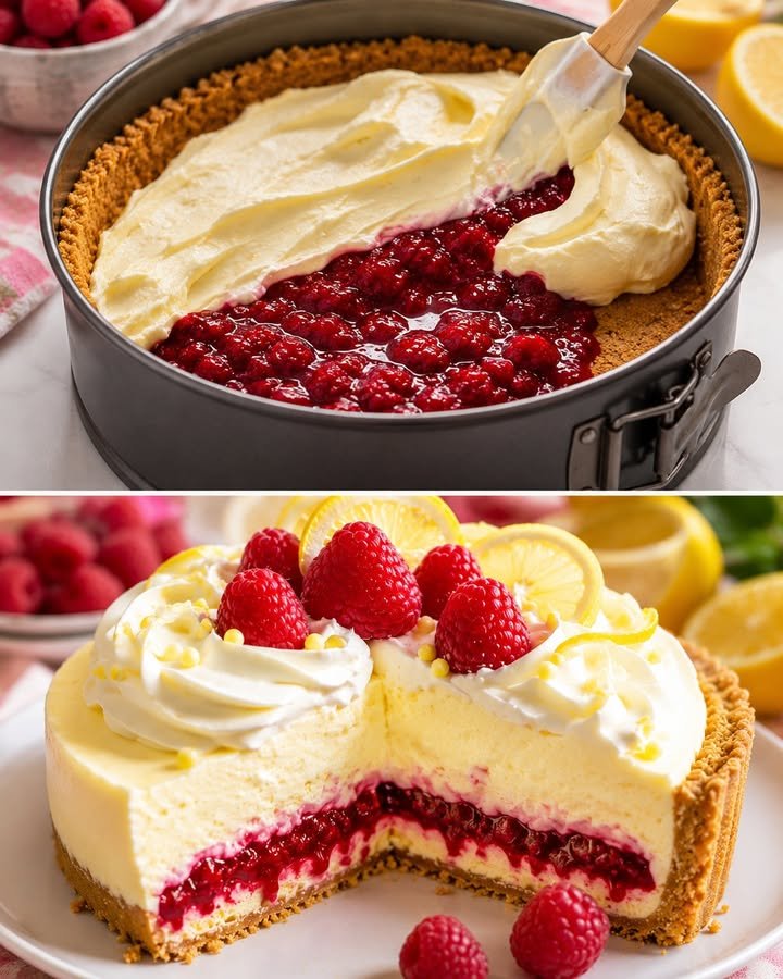 Himbeer Käsekuchen mit Pudding