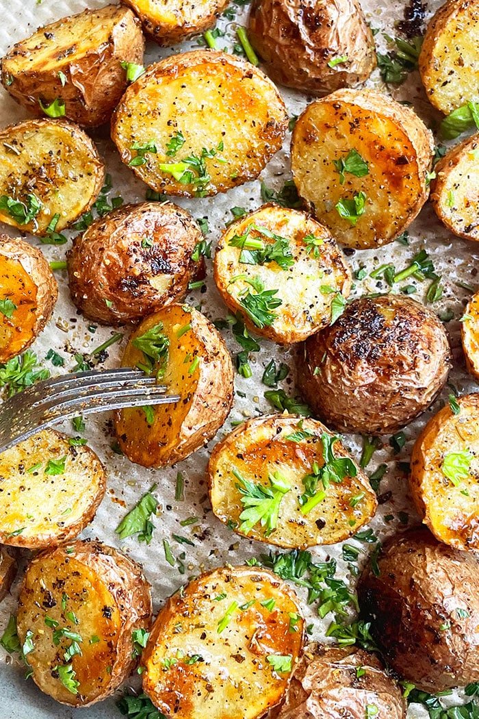 One Pan Roasted Baby Potatoes