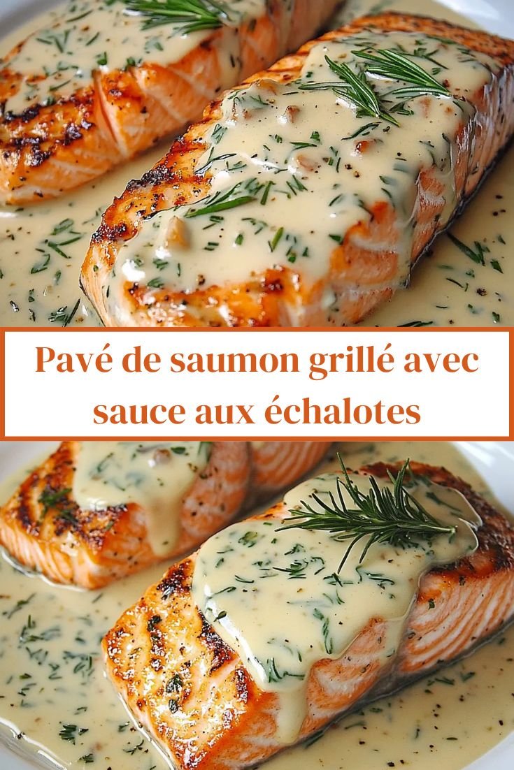 Pavé de saumon grillé avec sauce aux échalotes