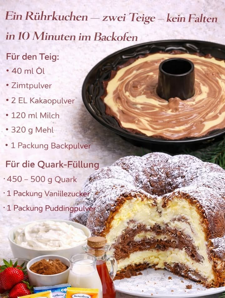 10 Minuten Quark Gugelhupf mit Vanillepudding