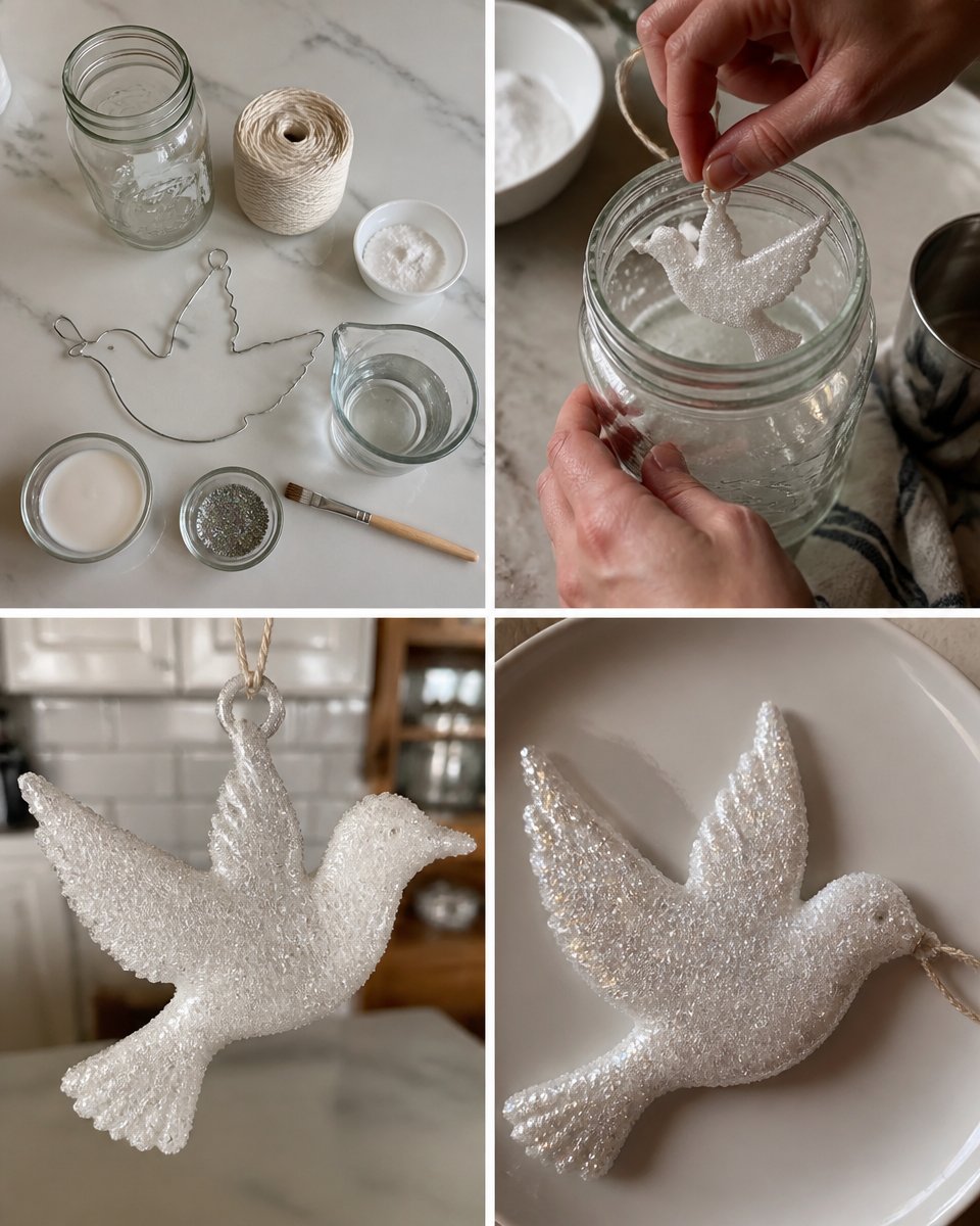 Pearl-White Crystal Dove Ornament 20 Pearl-White Crystal Dove Ornament