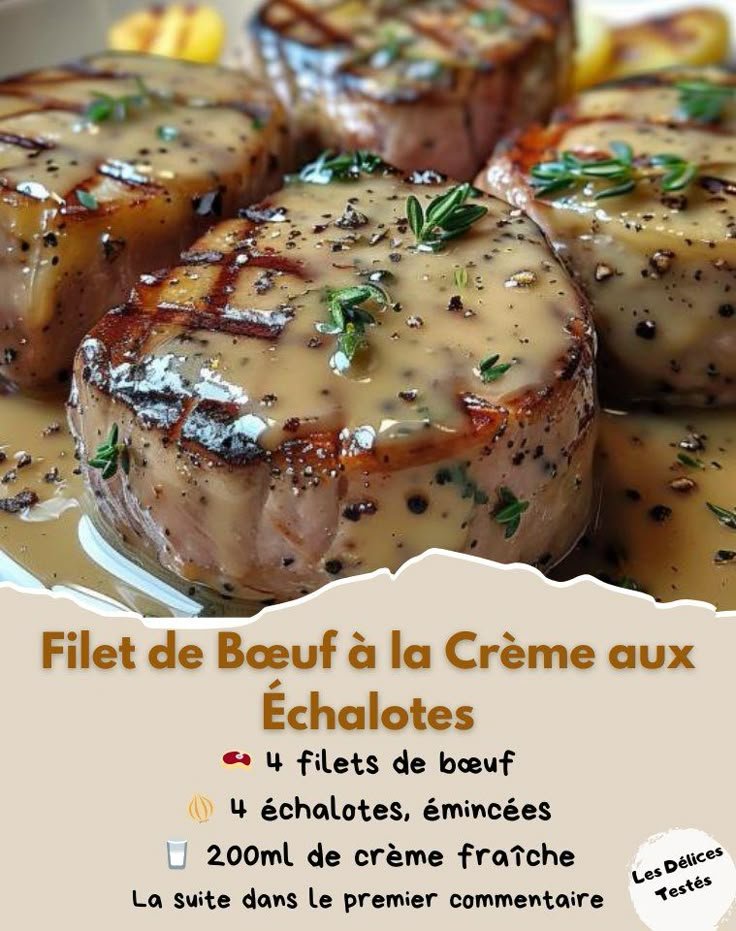 Filet de bœuf à la crème aux échalotes