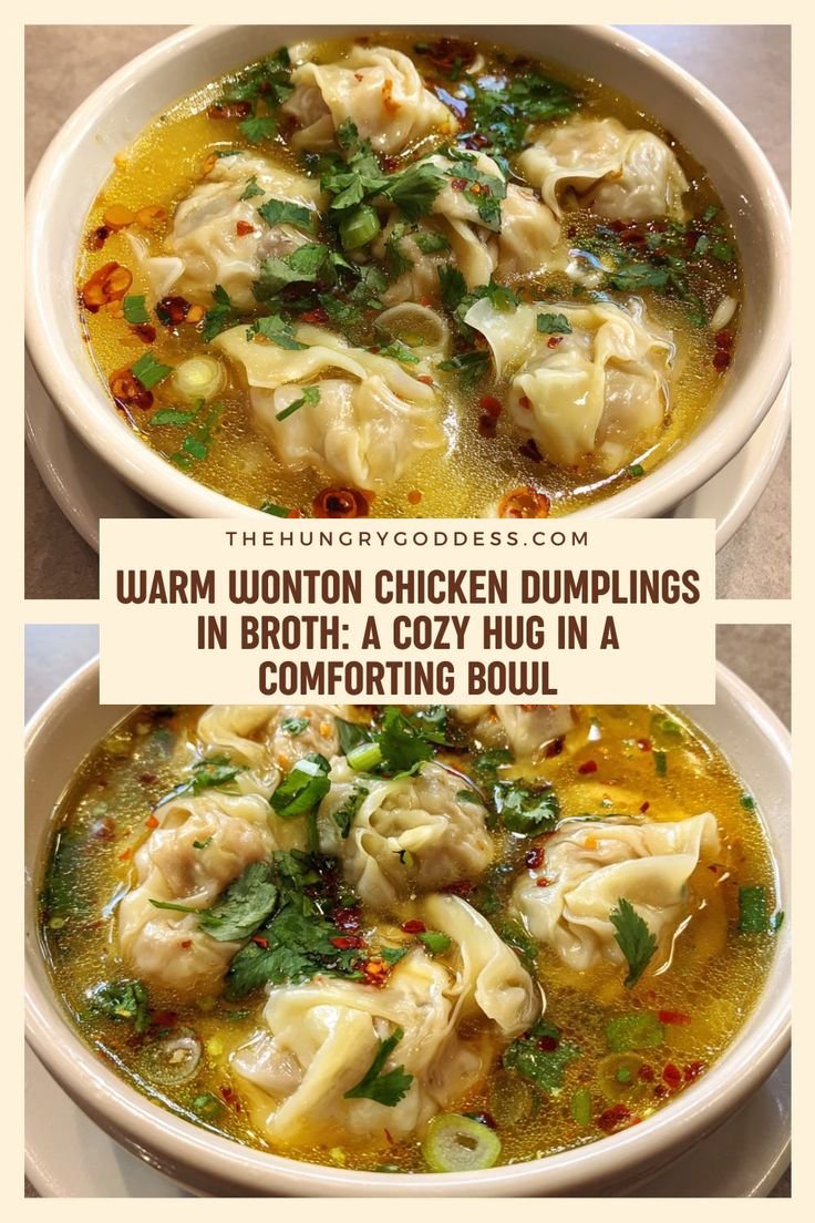 Comforting Chicken Wonton Soup: Homemade Dumplings in Broth