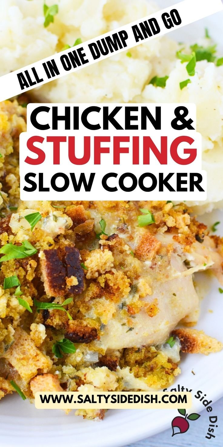 Slow Cooker Chicken and Dressing with Boxed Stuffing