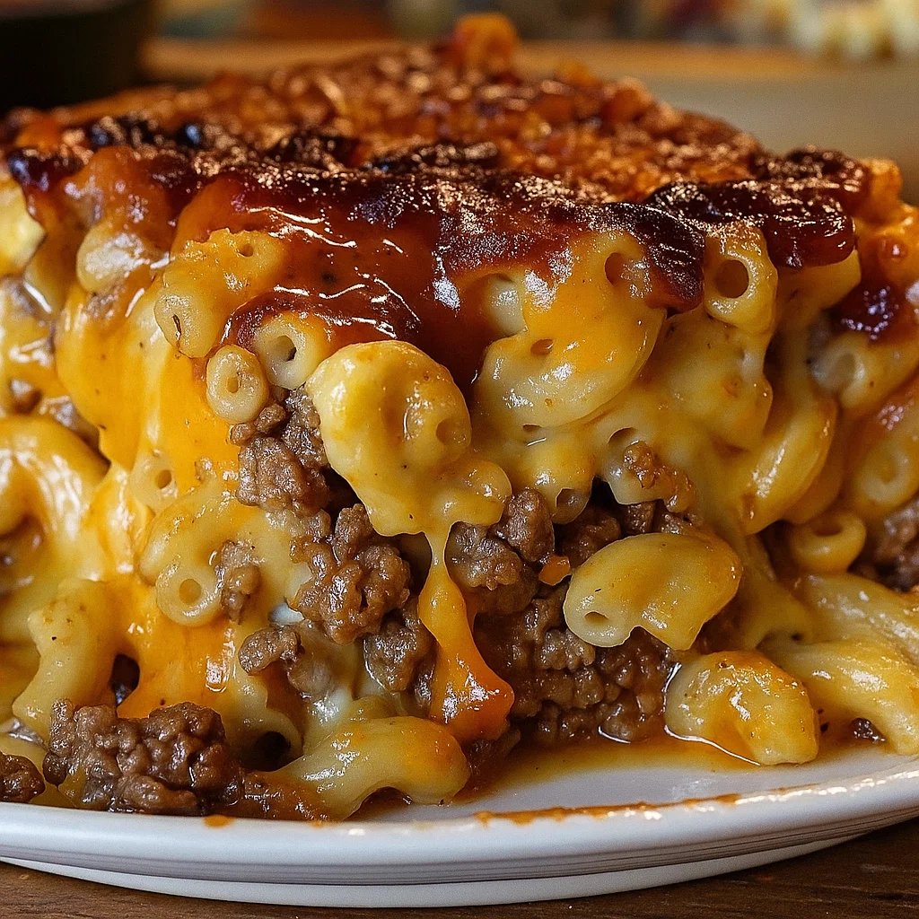 Macaroni und Käse mit Rinderhack