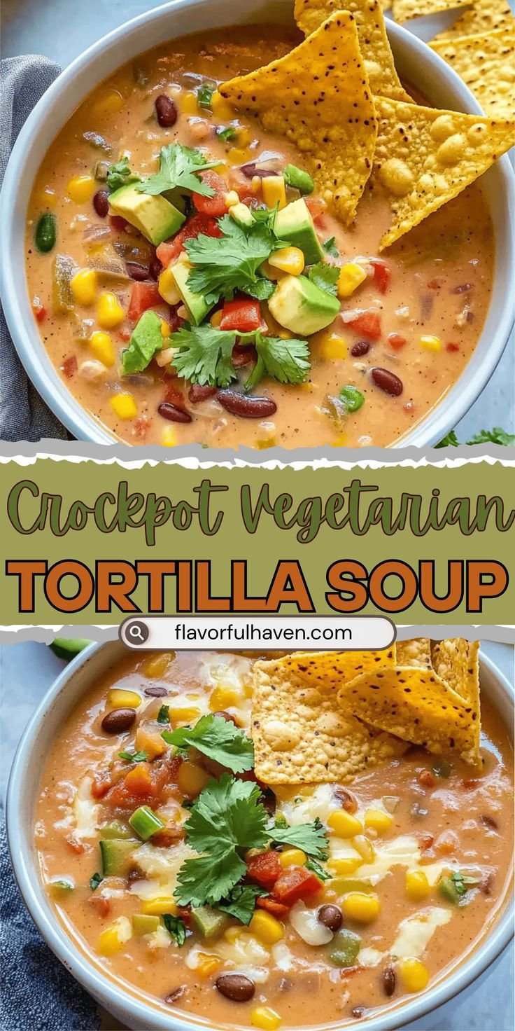Crockpot Vegetarian Tortilla Soup