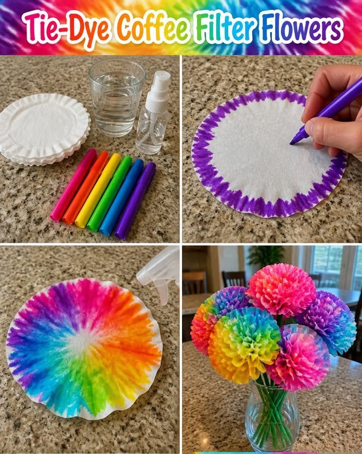 Tie-Dye Coffee Filter Flowers