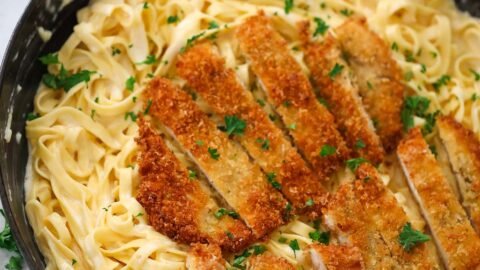 Crispy Chicken Fettuccine Alfredo