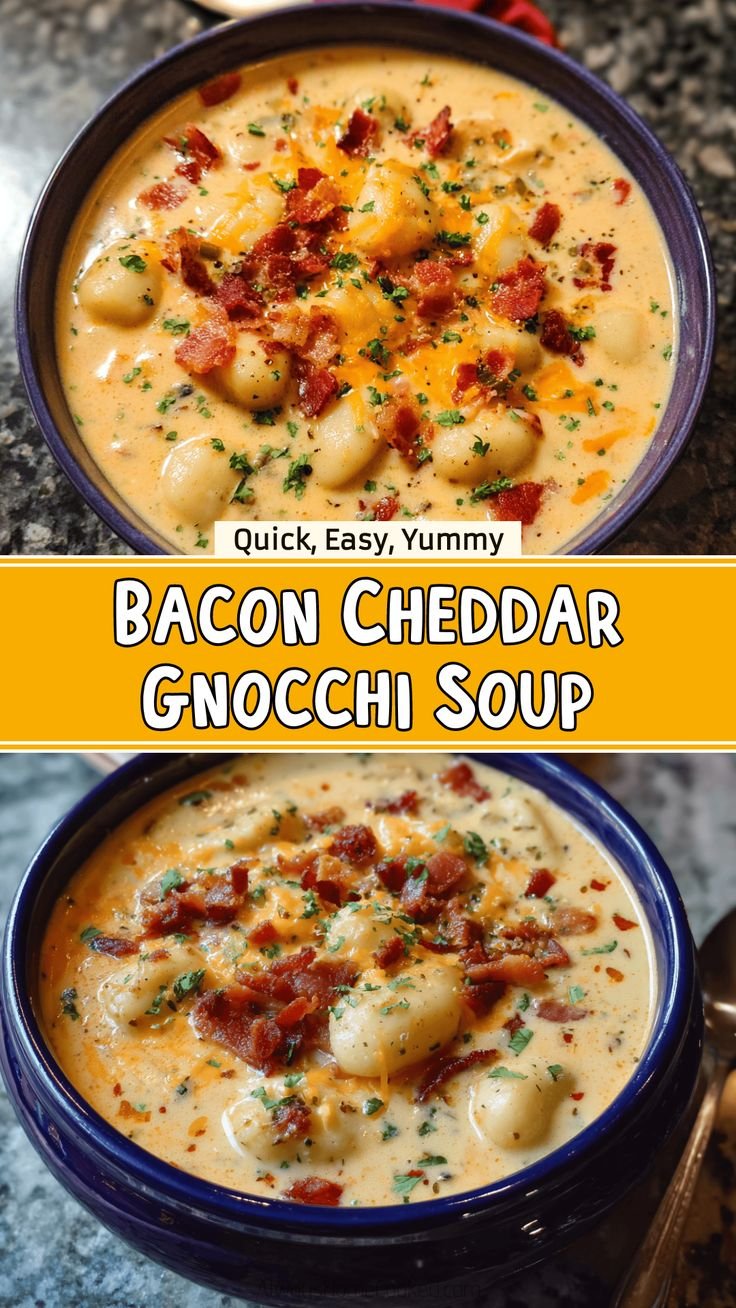 Creamy Bacon Cheddar Gnocchi Soup Recipe