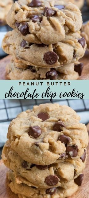 BEST Soft Peanut Butter Chocolate Chip Cookies | Easy peanut butter chocolate chip cookies 4 ingredients, Cookies brownies, Cookies recipes