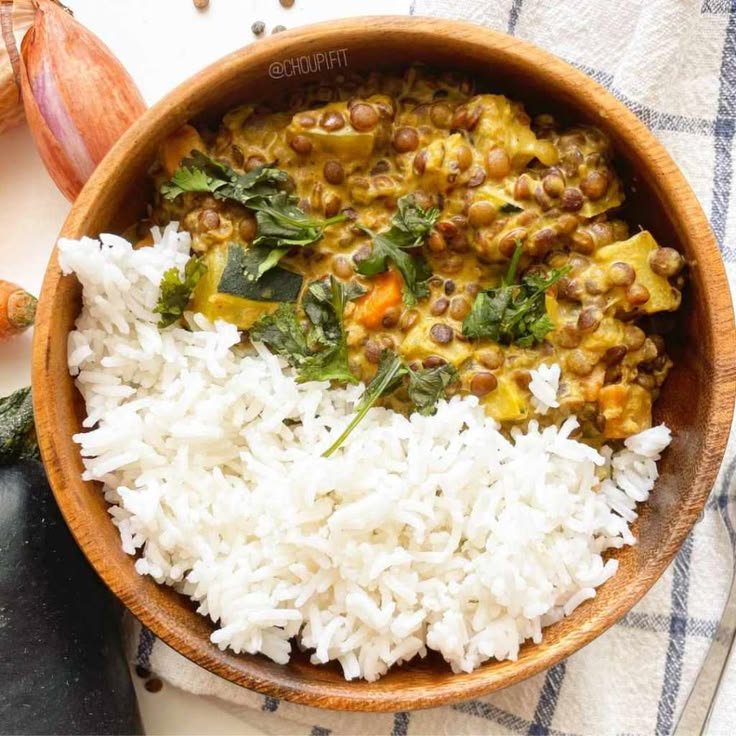 Curry de lentilles vertes au lait de coco - Sainplement Healthy