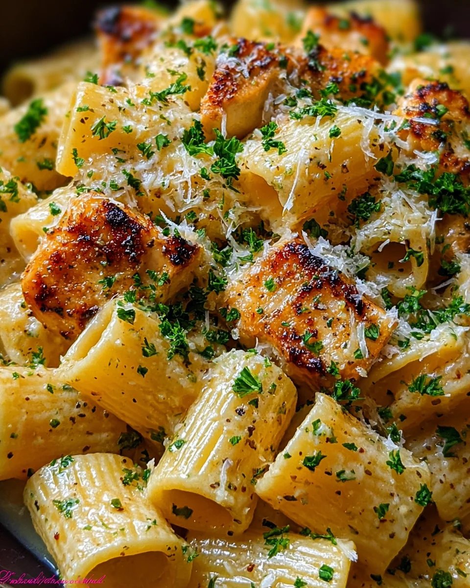 Garlic Butter Chicken with Rigatoni and Parmesan