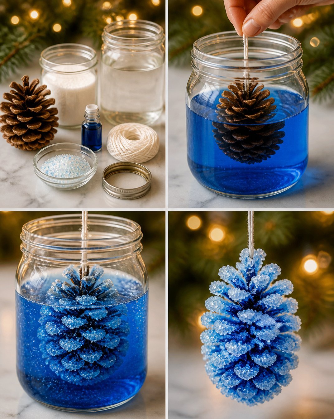 Easy Frozen Ice Crystal Pinecones