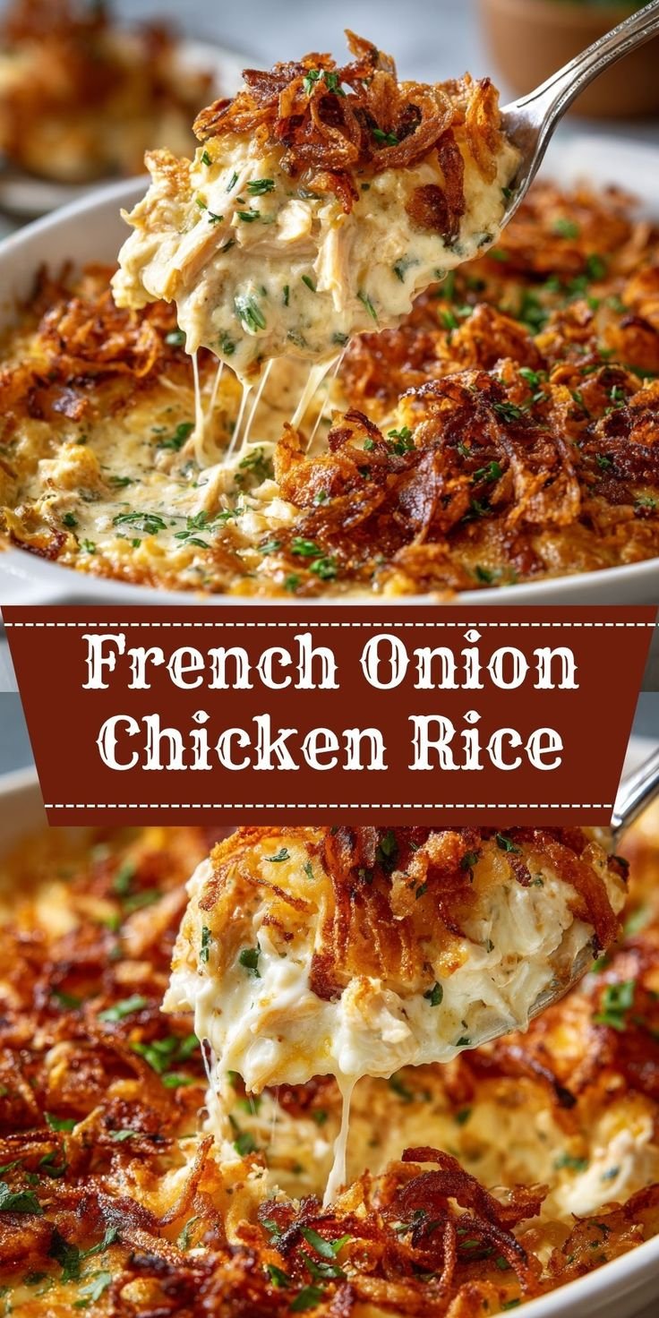 One-Pot French Onion Chicken Rice Dinner