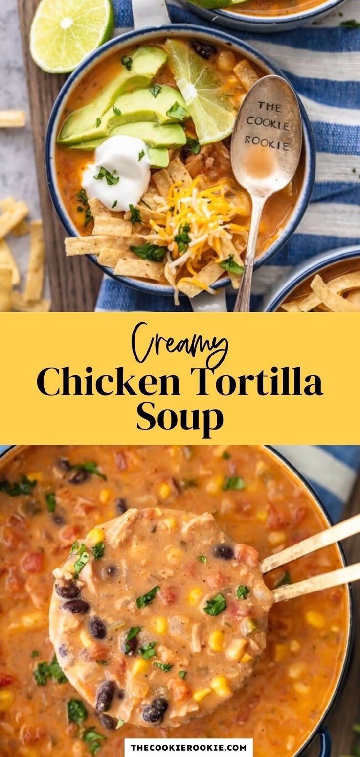 Creamy Chicken Tortilla Soup Recipe {VIDEO} - The Cookie Rookie®