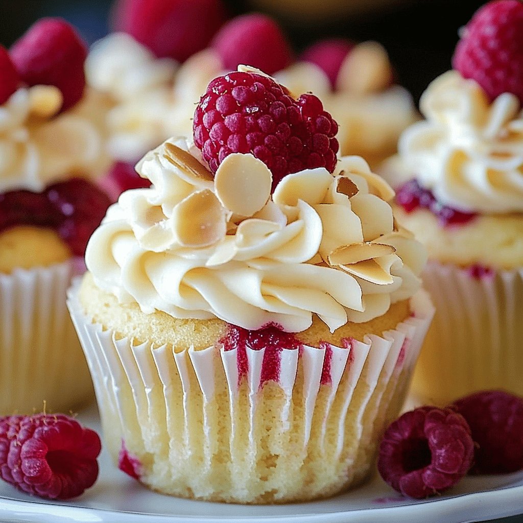 Almond Wedding Cake Cupcakes with Raspberry Filling