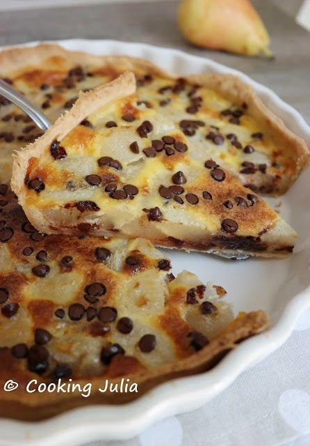 TARTE AUX POIRES ET PÉPITES DE CHOCOLAT